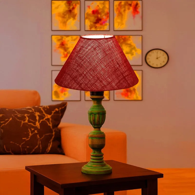 Arvello Aiven Wooden Table Lamp - Maroon media 1