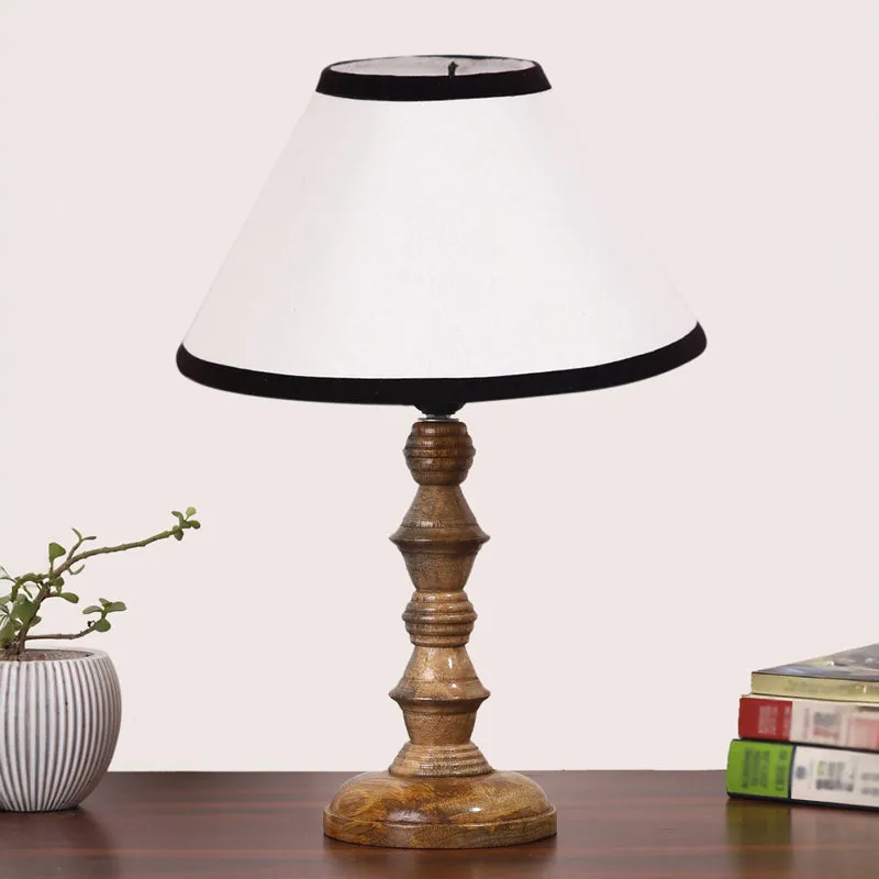 Cotin II Stripe Timber Wooden Table Lamp - White,,Brown media 3