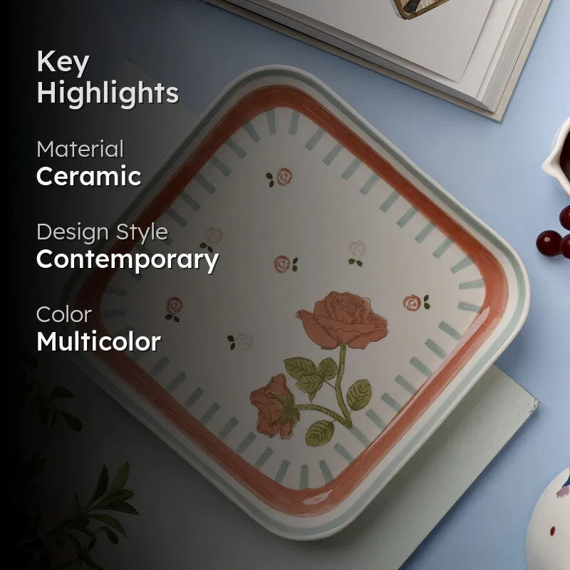 Tea Garden Handpainted Square Platter media 2