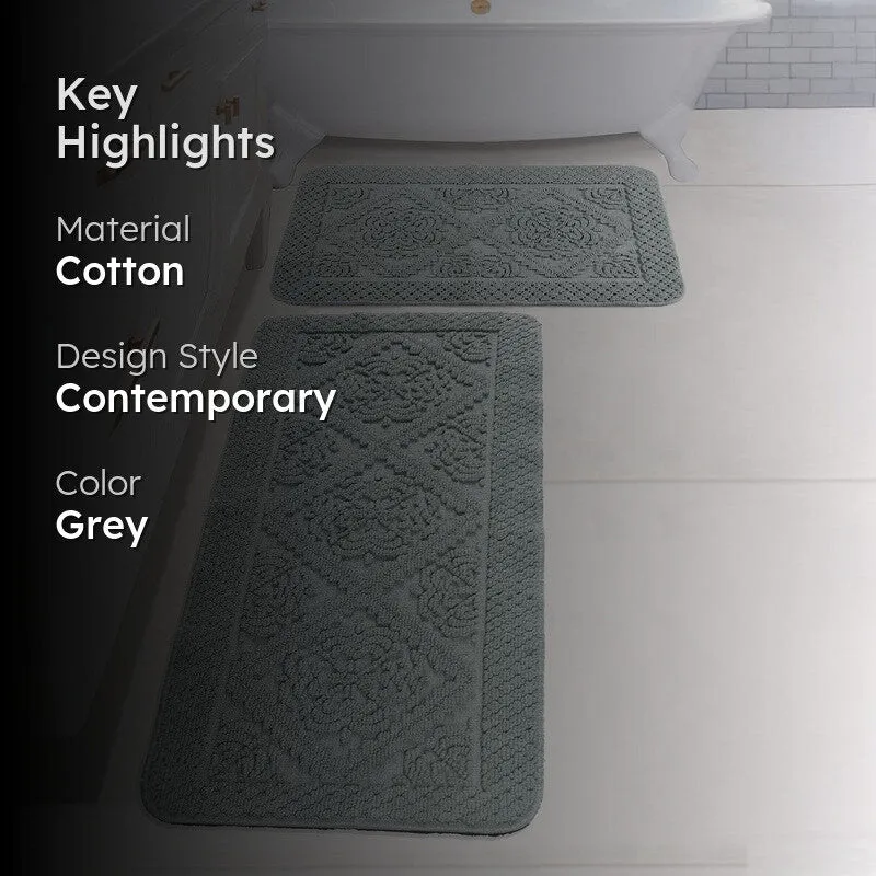 GentleStep Cotton Bath Mats (Grey) - Set of Two media 2