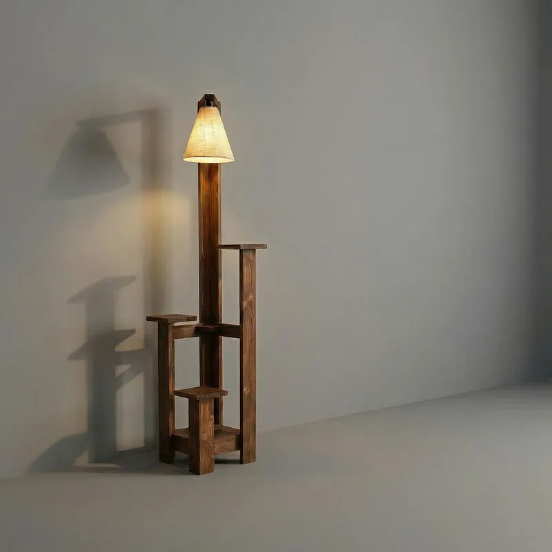 Clastre Jute & Wooden Floor Lamp With Shelves media 7
