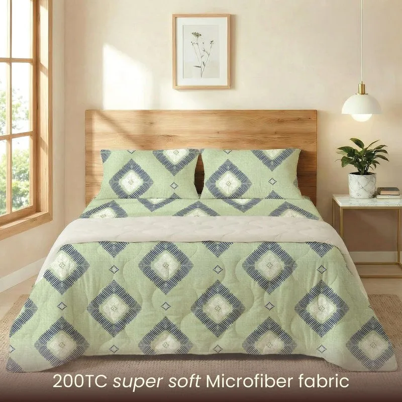 Urban Space Geometric Green Glace Cotton,Microfiber Bedding Set (200 TC) - Four Piece Set media 7