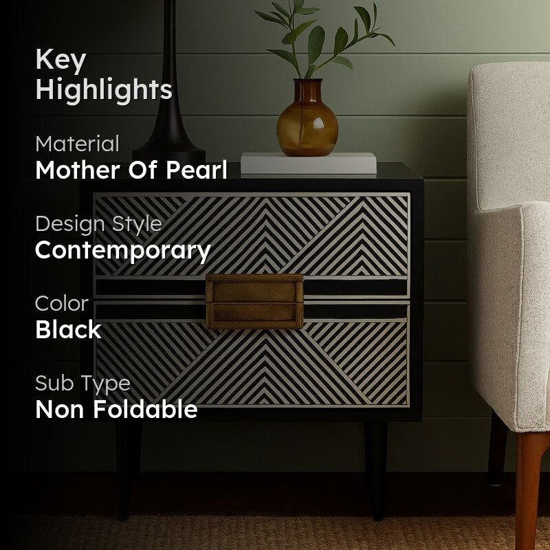 Lynxo Edge Craft Mother of Pearl Bedside Table media 2