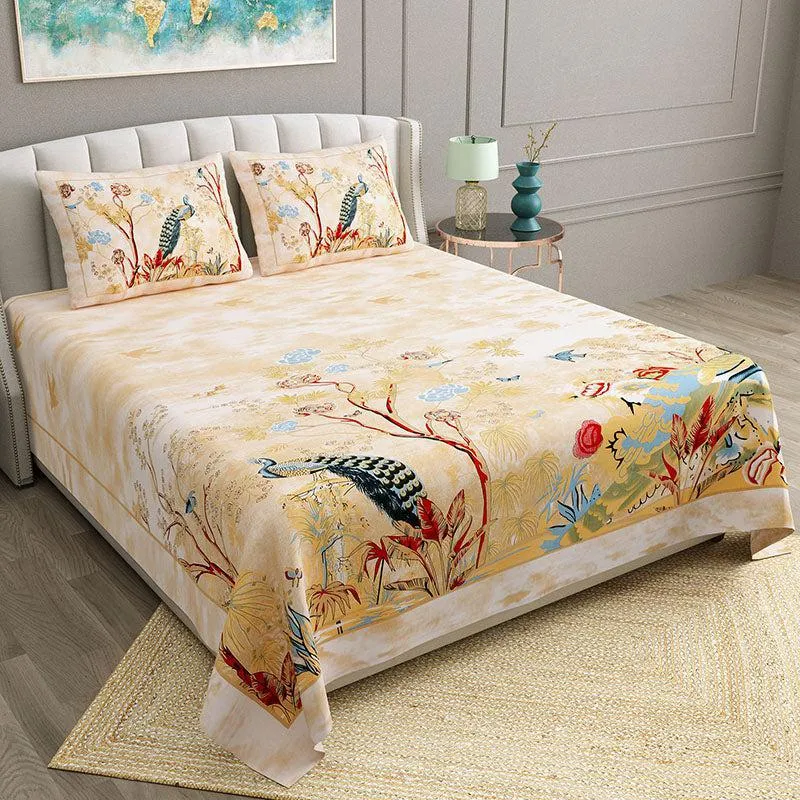 Ephemeral Garden Floral Cotton Bedsheet - 180 TC media 1