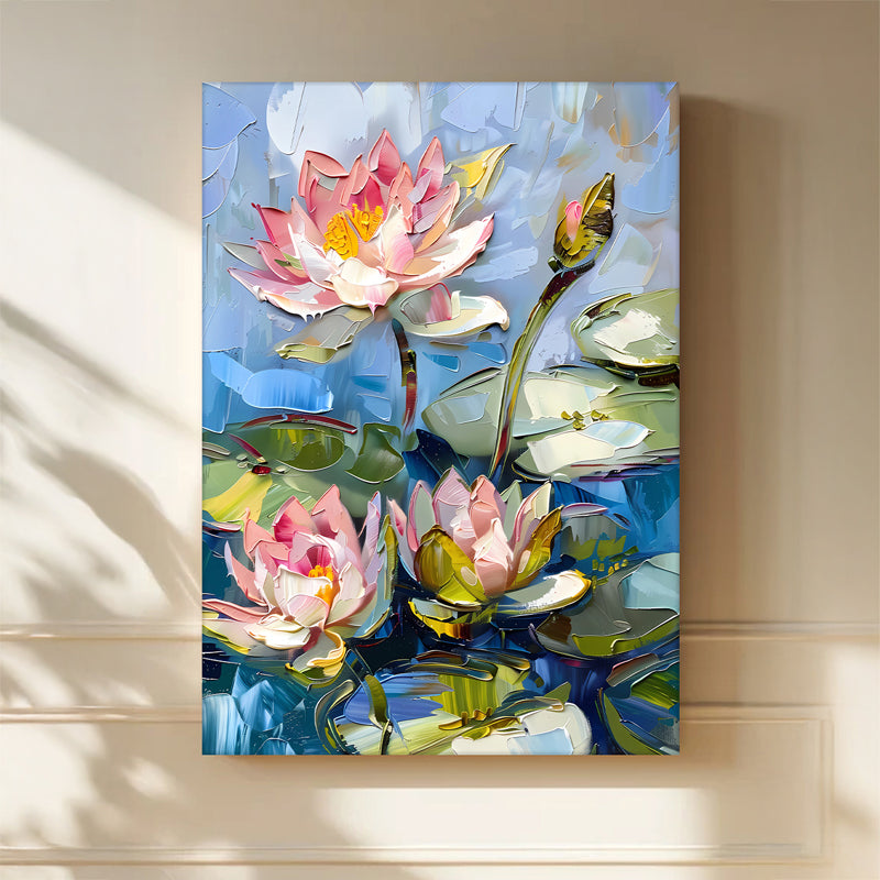 Paintstroked Lotus Canvas Wall Art media 3