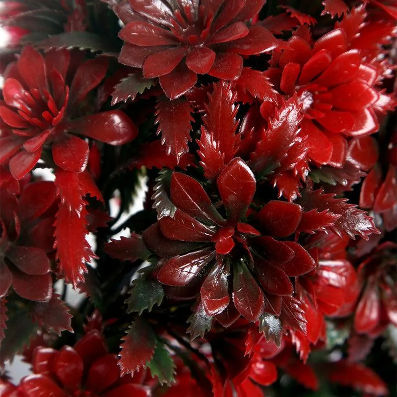 Faux Fiery Red Plant With Black Plastic Pot media 4