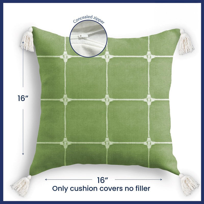 Urban Space SoftWeft White,Green Cotton Cushion Cover Set -  Set of Three media 6