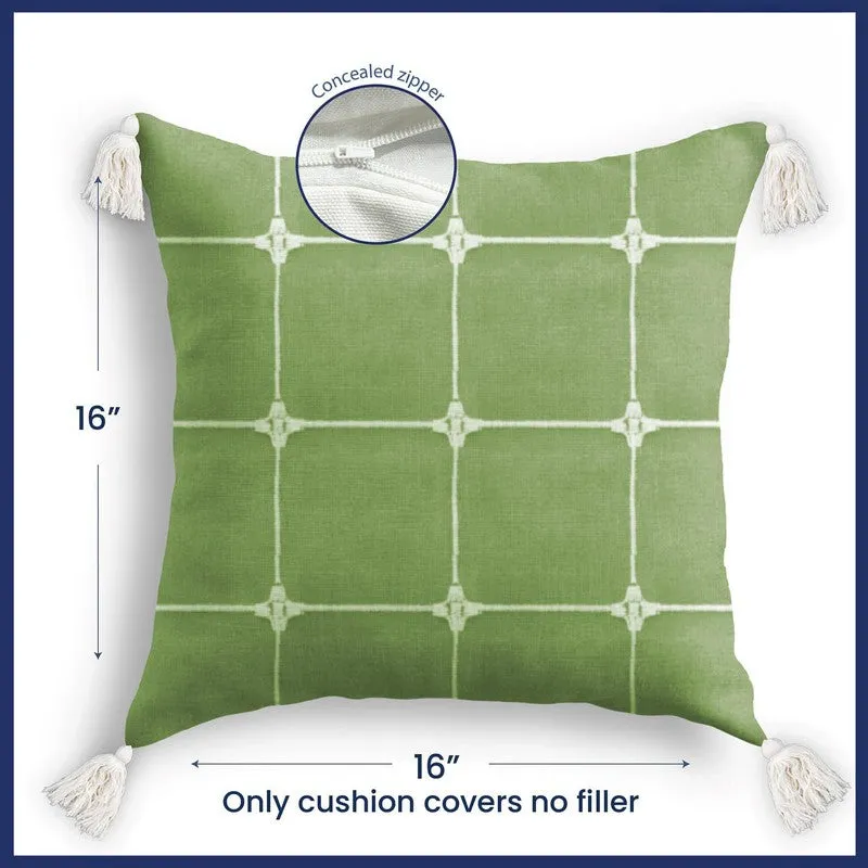 Urban Space SoftWeft White,Green Cotton Cushion Cover Set -  Set of Three media 6