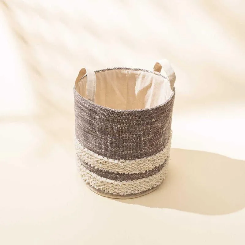 Milia Stripe Natural Fiber Laundry Basket media 4