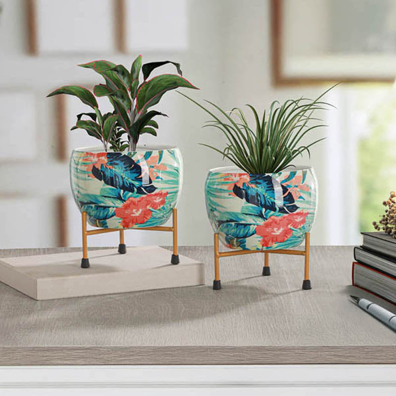 Rosso Ethnic Handcrafted Planter With Stand - Four Piece Set media 14