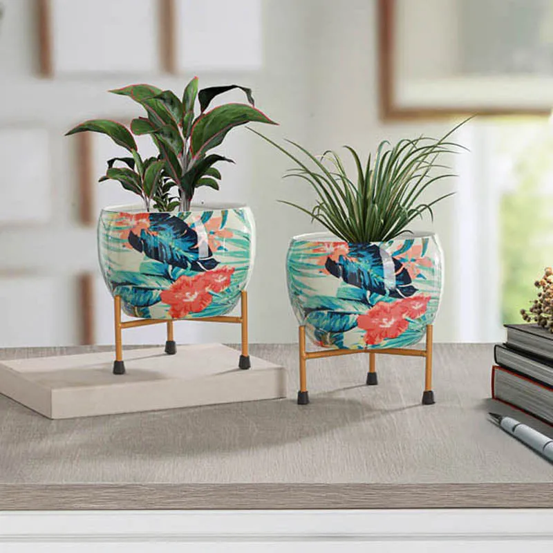 Rosso Ethnic Handcrafted Planter With Stand - Four Piece Set media 14