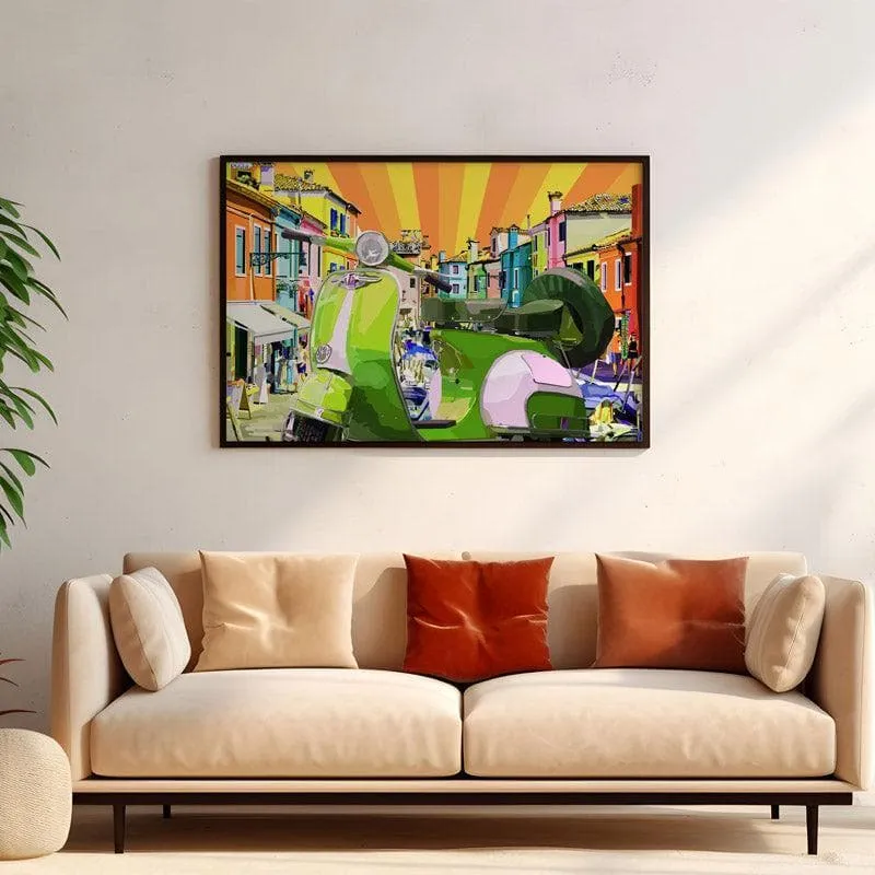 The Vespa Canvas Wall Painting - Black Frame media 4