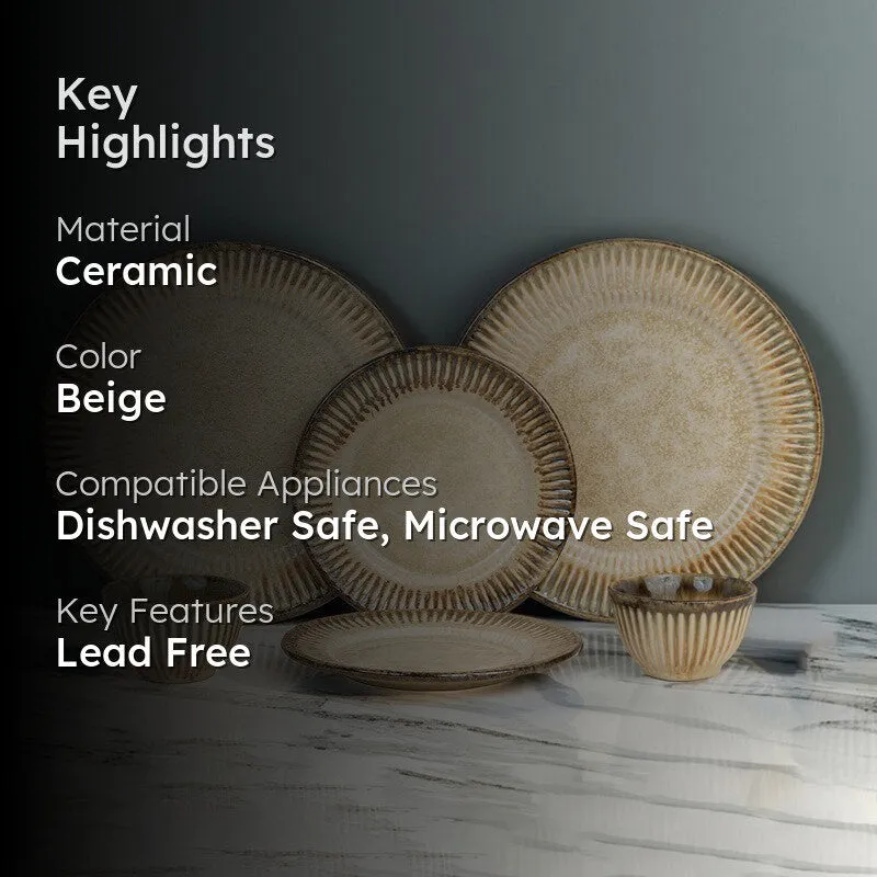 Mintora Beige Ceramic Dinner Set - 6 Piece Set media 2
