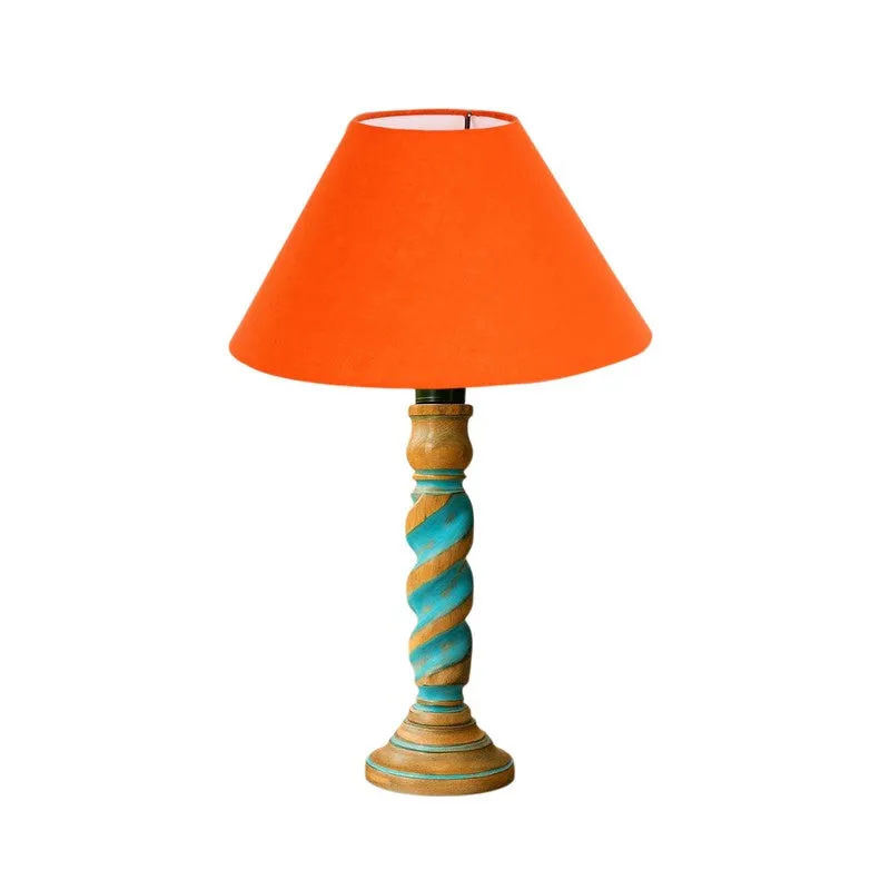 Elara Velin Wooden Table Lamp - Orange media 5