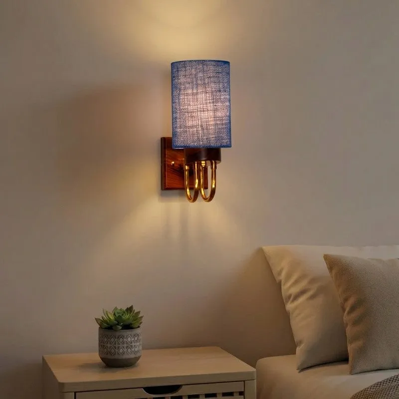 Gilded Arch Jute Wall Lamp - Blue media 1