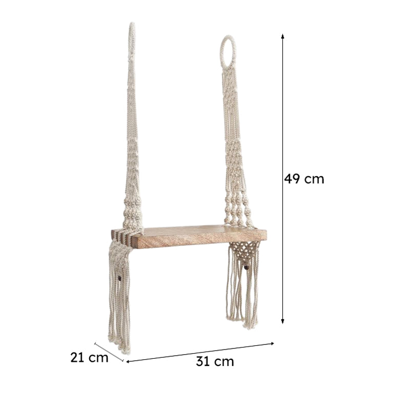 Boho Swing Macrame Hanging Wall Shelf media 8