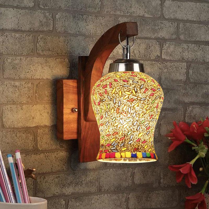 Nira Forma Mosaic Glass & Wooden Wall Lamp