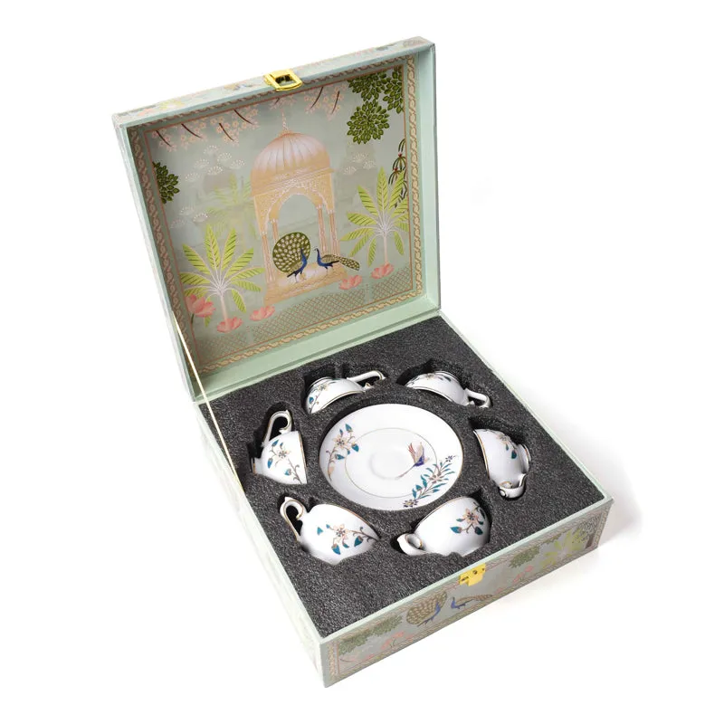 Gilded Shahi 24k Gold Brushed Porcelain Tea Cup & Saucer (280 mL) - Set of Six media 8