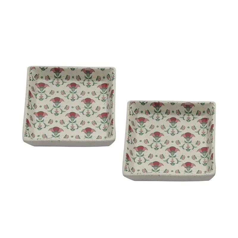 Rosette Multicolor Square Stoneware Platter - Set of Two media 6