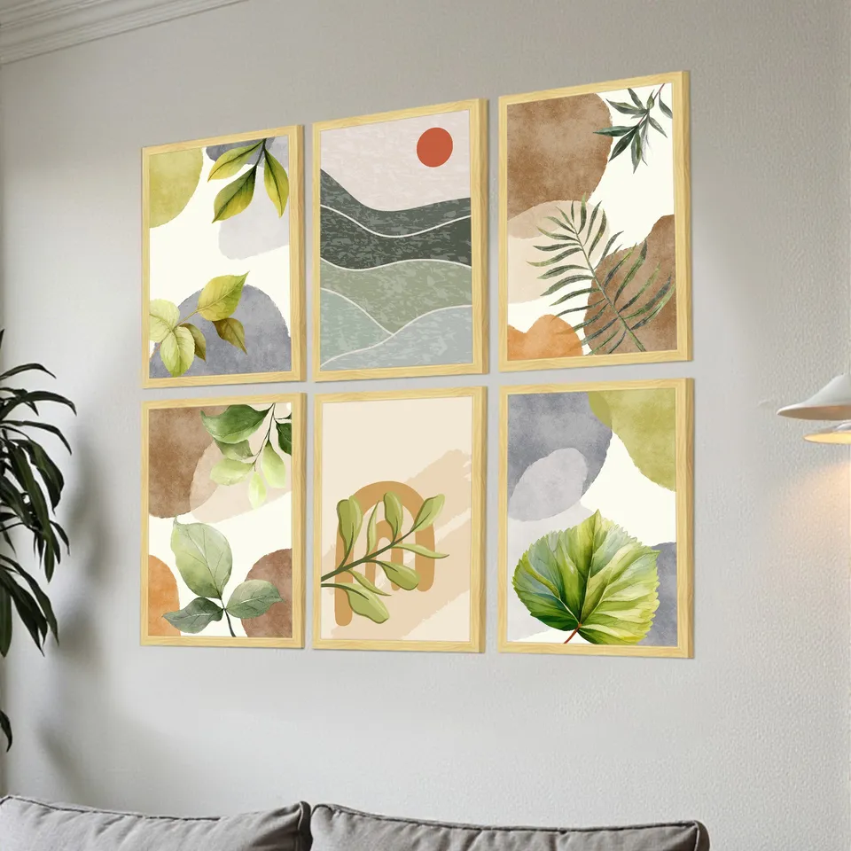 Sylvara Green Wall Art With Frame - Set Of Six media 3