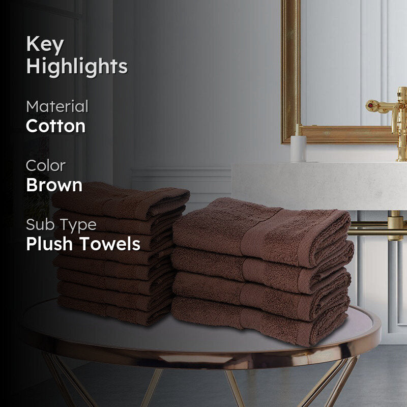 Miorah Hand & Face Towel Combo (Brown) - Set Of Twelve media 2