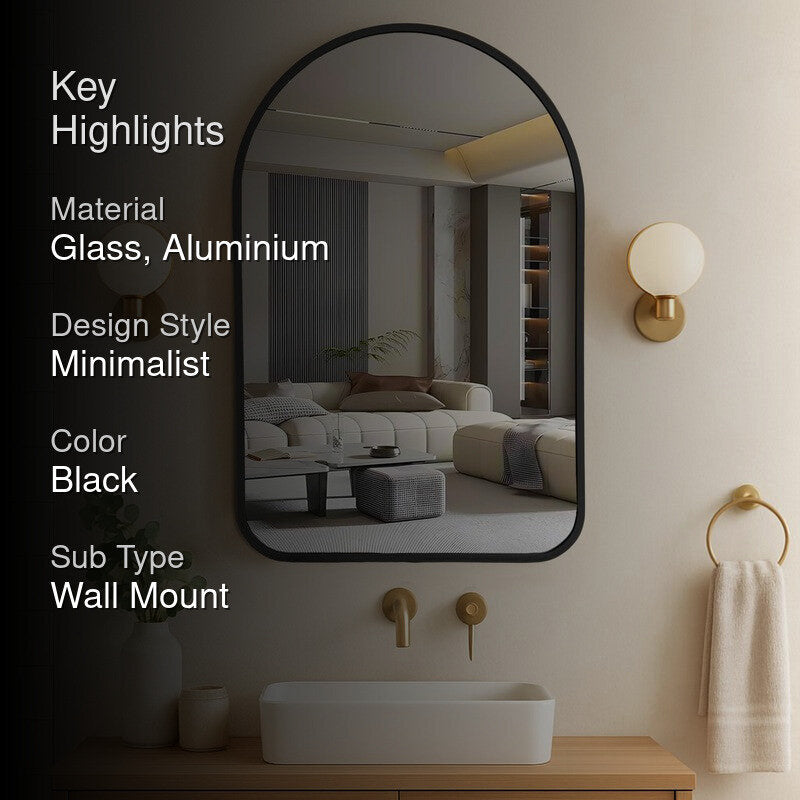 Clarion Arch Wall Mirror With Aluminium Frame - Black media 2