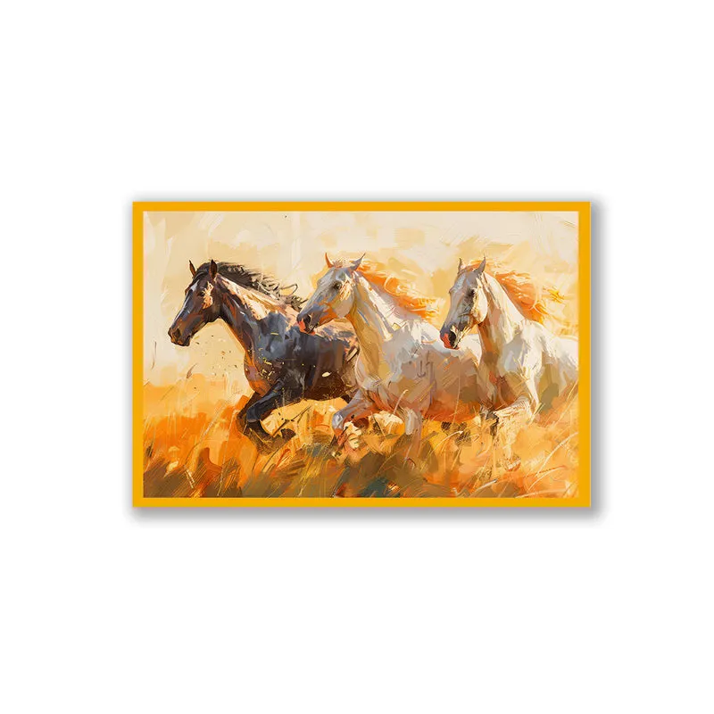 Galloping Triad Wall Art with Gold Frame media 3