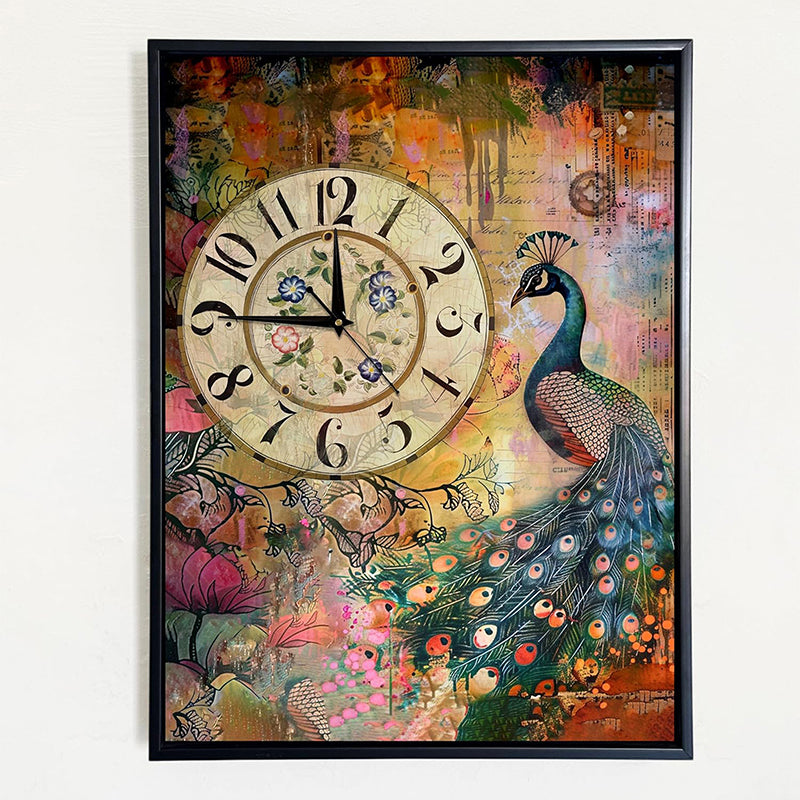 Peacock Of Time Wall Art With Clock media 4