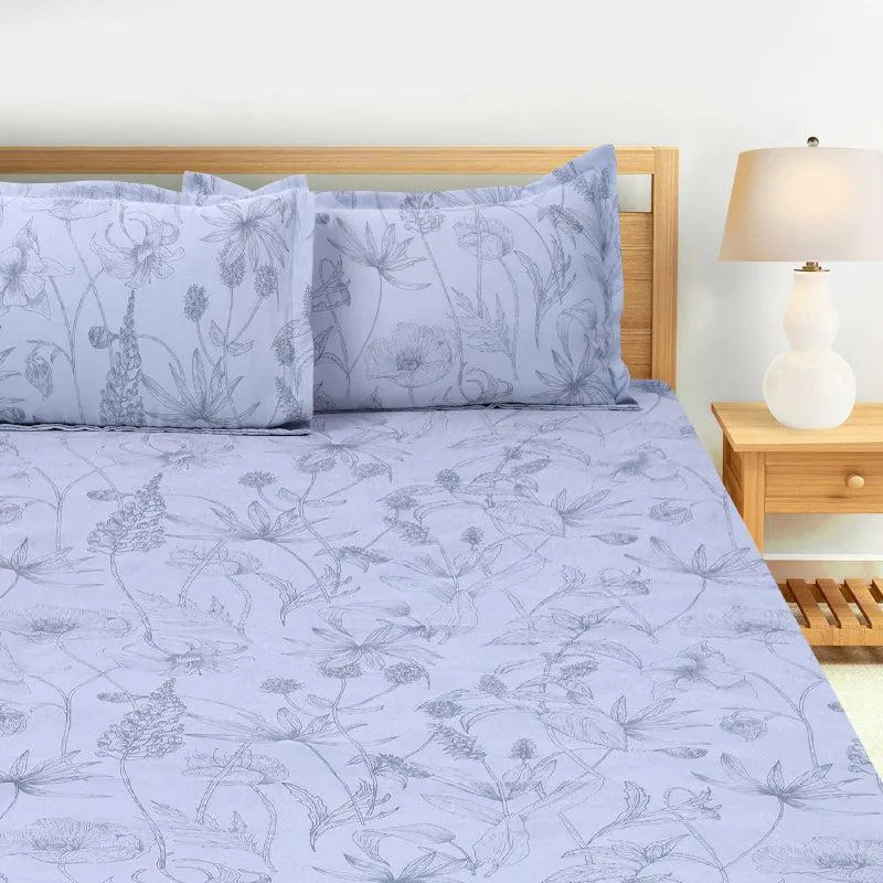 Jonees Printed Cotton Bedsheet (Purple) - 300 TC media 3