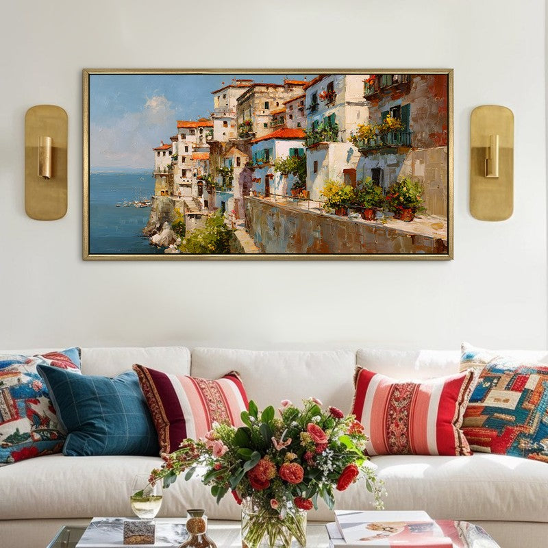Tidal Village Canvas Wall Painting With Frame
