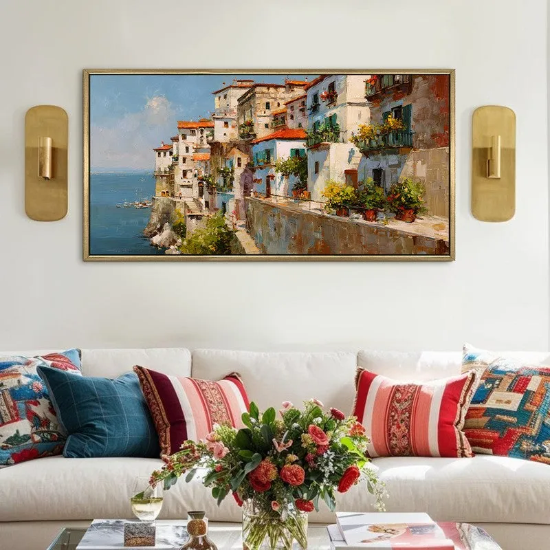 Tidal Village Canvas Wall Painting With Frame media 1