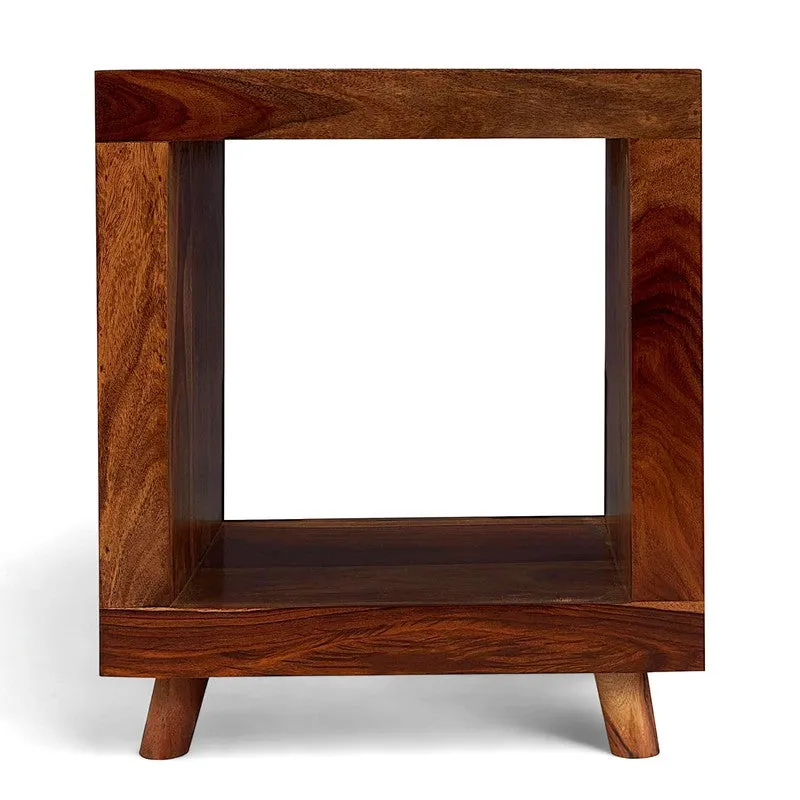 Qverox Sheesham Wooden Side & Bedside Table - Light Brown media 5