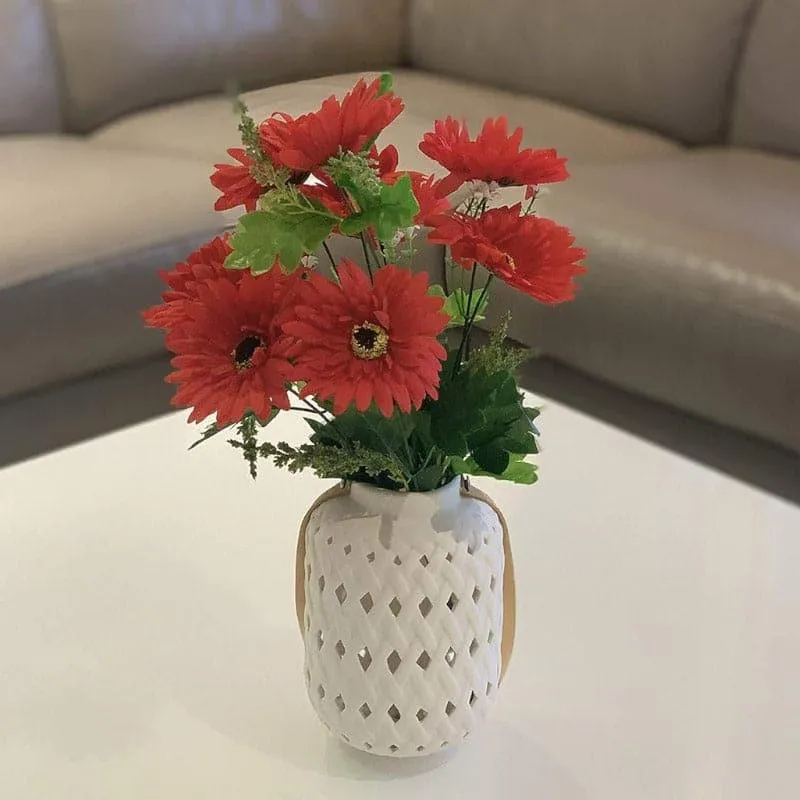 Faux Silk Garabera Daisy Flower Bunch - Red media 1