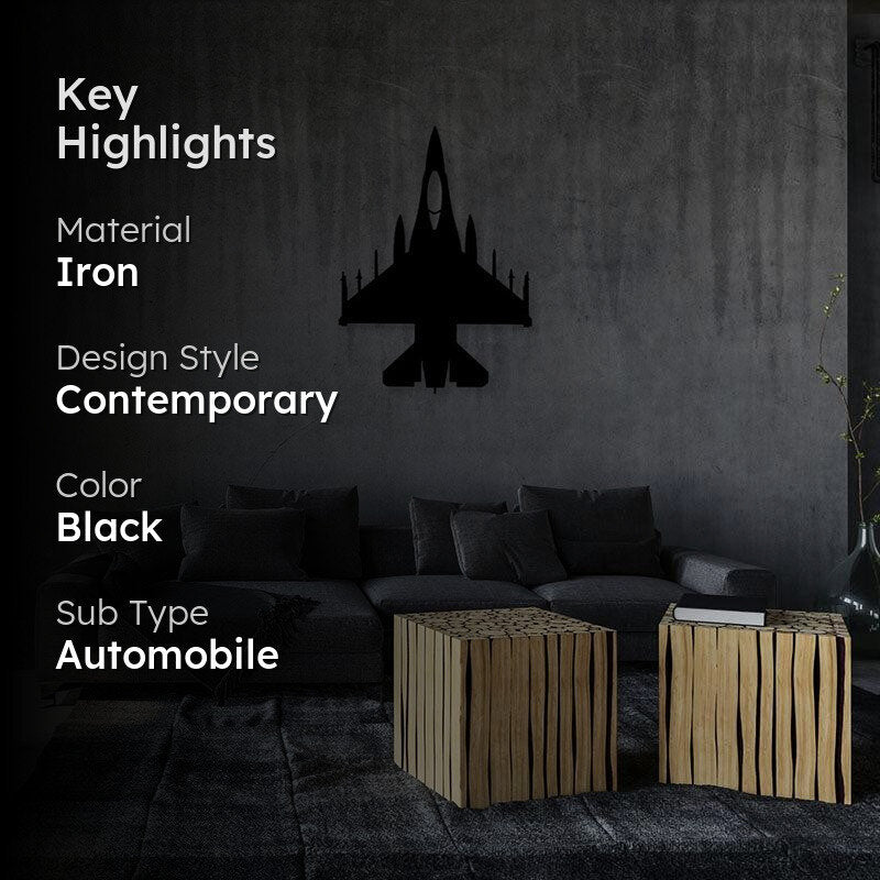 Fighter Jet Black Iron Wall Accent media 2