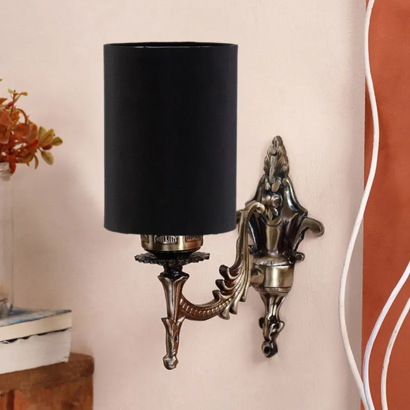 Vista Edrel Cylindrical Fabric & Metal Wall Lamp - Black media 3