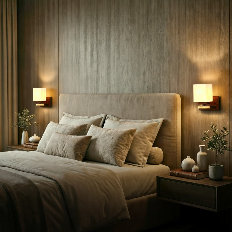 Hexalite Glass and Wood Wall Lamp image 6