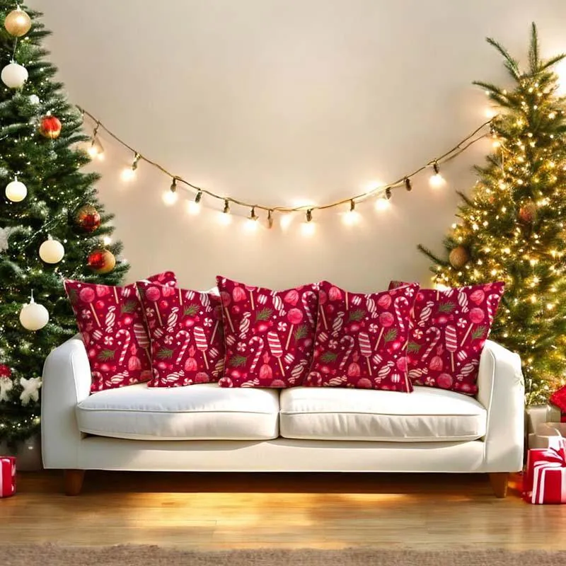 Yuletide Wonders Velvet Christmas Cushion Cover media 1
