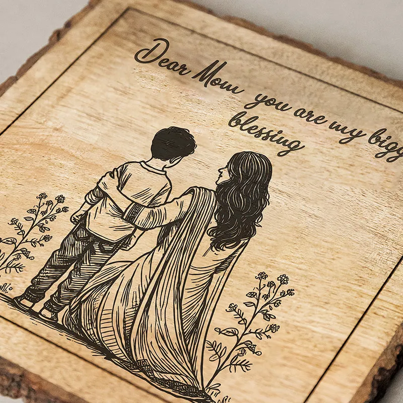 Mom Is Biggest Blessing Wood Showpiece - Square media 4
