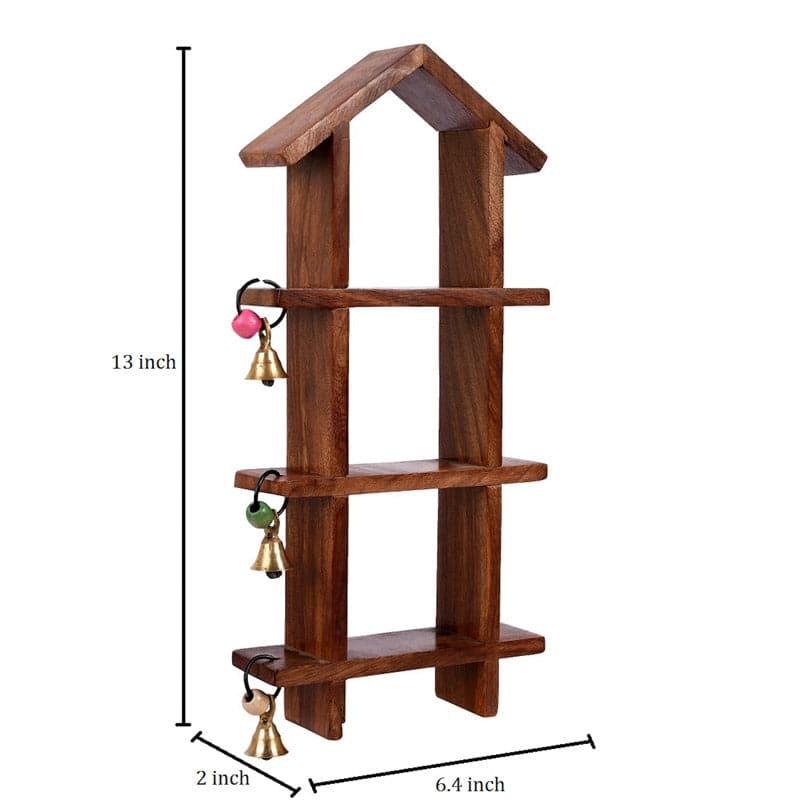 Home Charm Wooden Wall Shelf With Black Pot - Set Of Four media 6