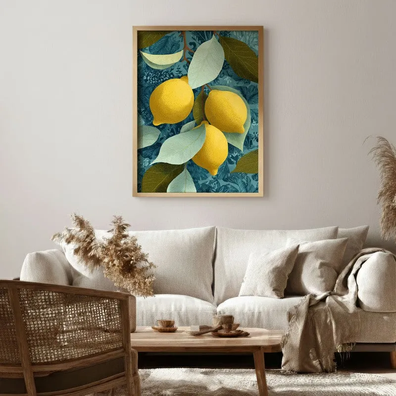 Citrus Burst Canvas Wall Painting - Brown Frame media 1