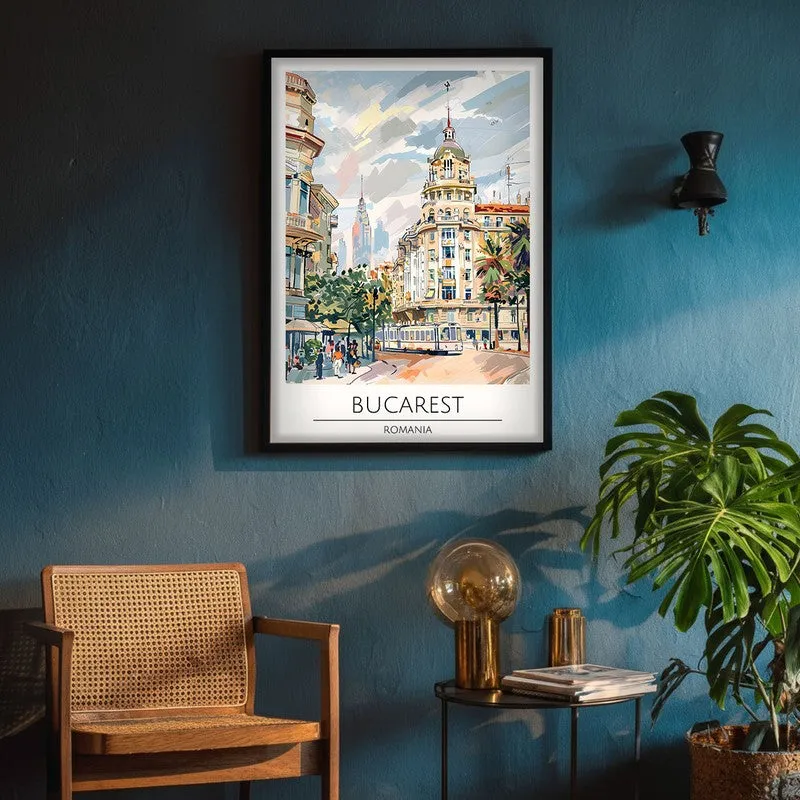 Vintage Bucarest Framed Canvas Wall Painting media 4