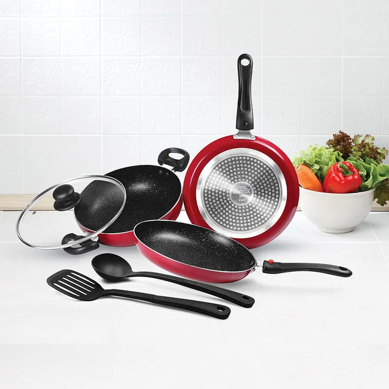 Milton Non-Stick Cookware Set (Red) - Five Piece Set media 4