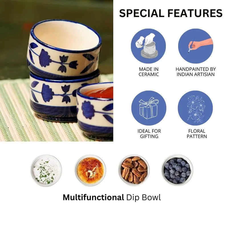 Culinova Ceramic Dip Bowls (Blue,White ,40 mL Each) - Set Of Six media 7