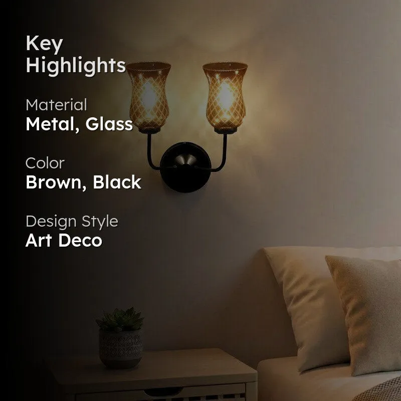 Honey Glow Dual Base Glass Wall Lamp media 2