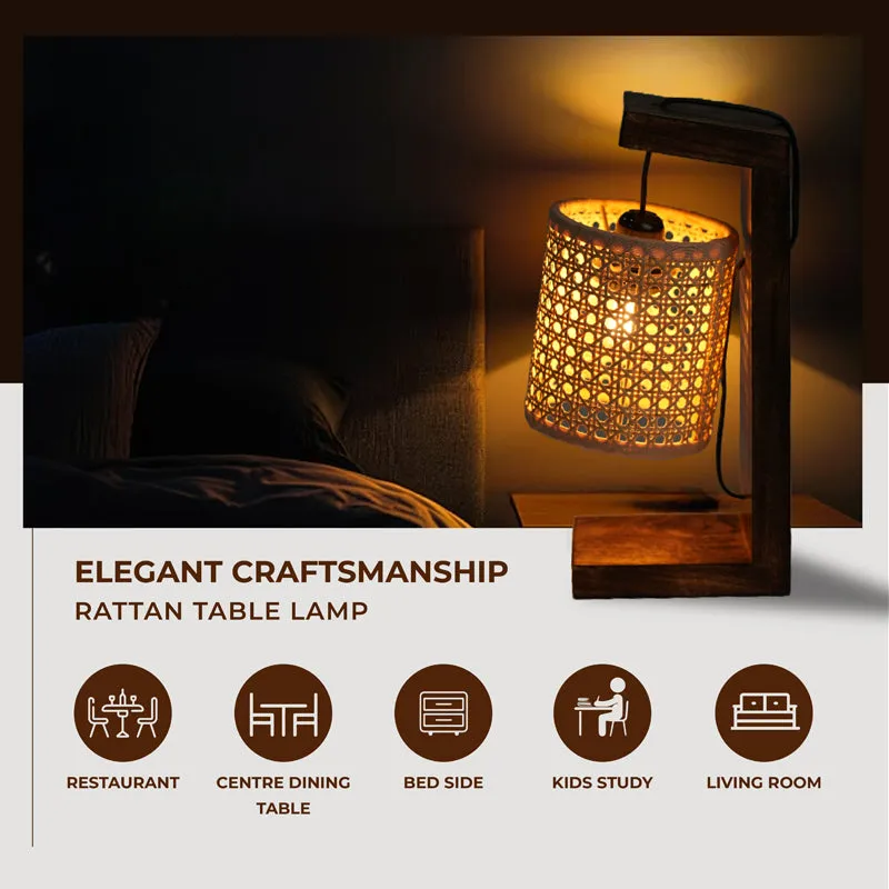WickerLit Rattan Table Lamp - Beige,Brown media 6