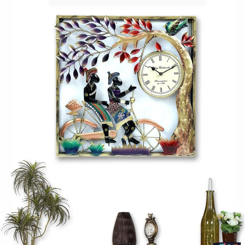 Tribal Couple Frame Artwork Metal Wall Clock media 3