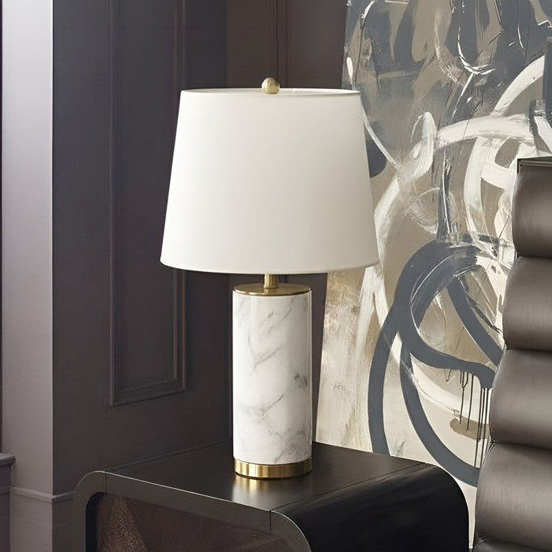 AarviDecor Upton Classic Fabric Table Lamp - White,Gold media 4