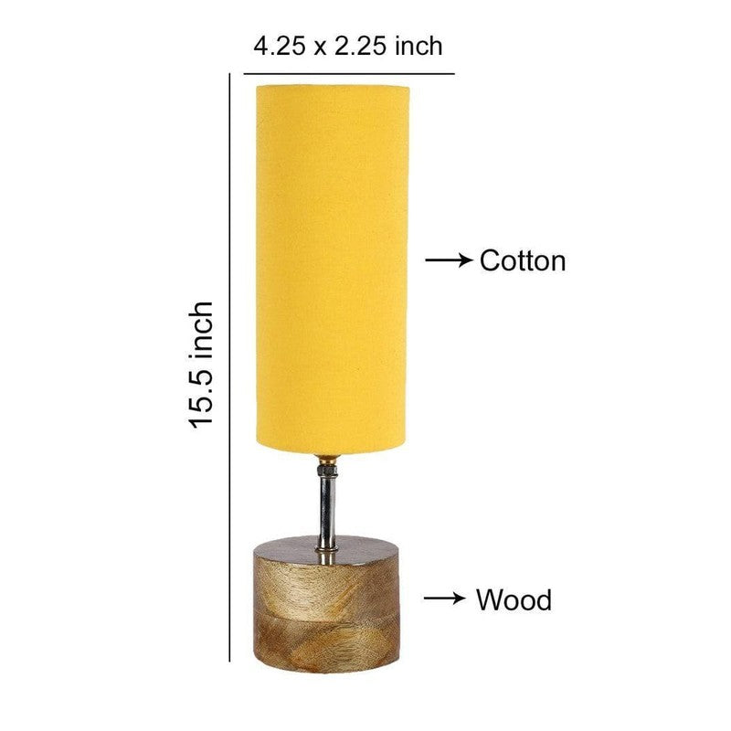 Rustic Wood & Fabric Table Lamp - Yellow,Brown media 7