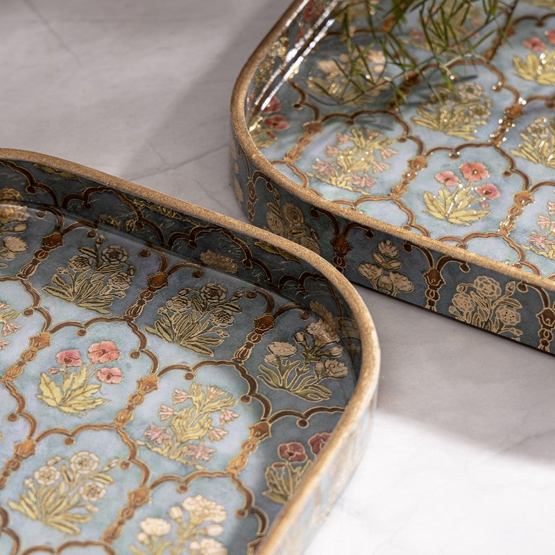 Fleur Jharokhas Square Serving Tray - Set Of Two media 3
