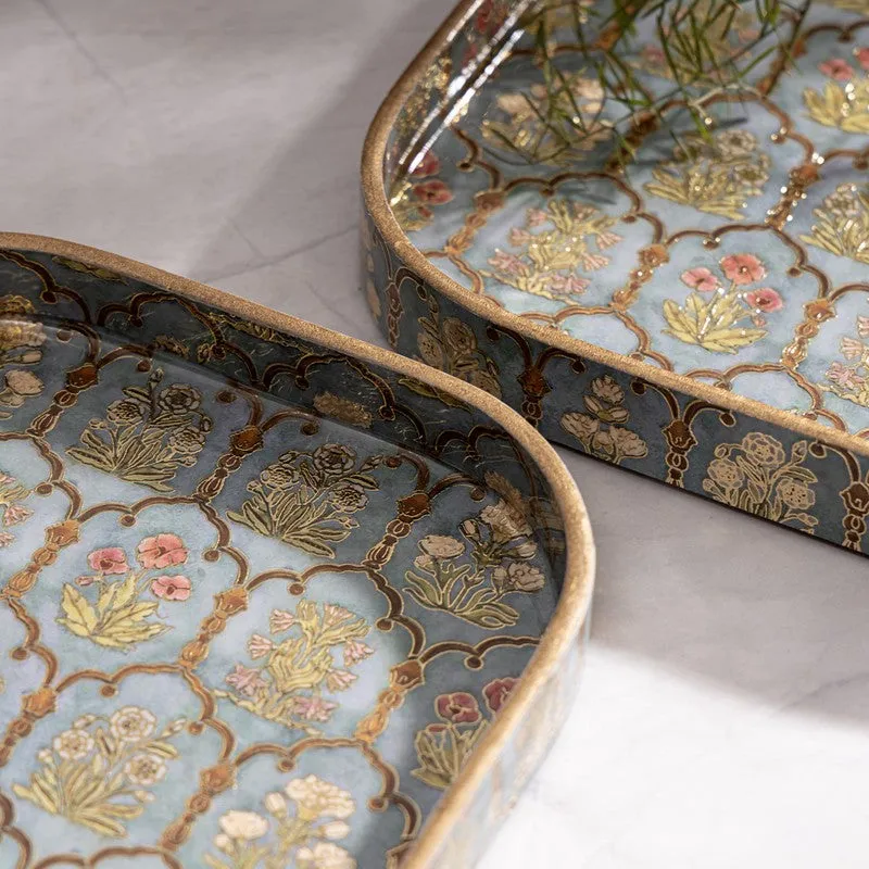Fleur Jharokhas Square Serving Tray - Set Of Two media 3